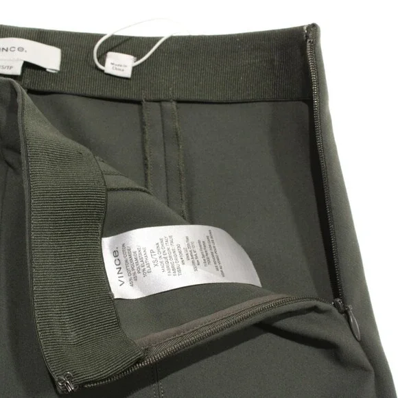 Vince NWT Casual Pleated Pants w/ Ankle Slits Size XS in Green Cotton Blend